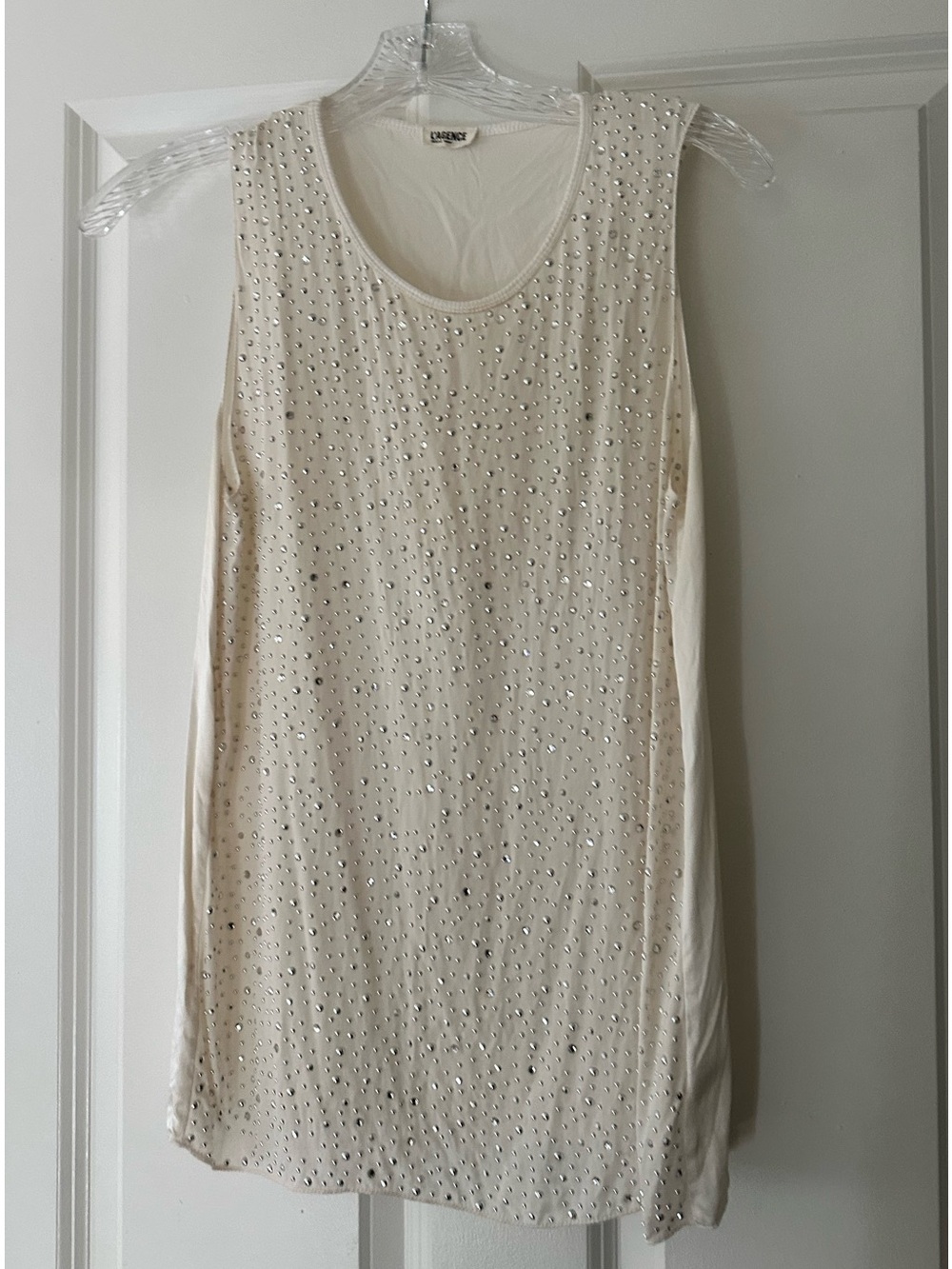 L'AGENCE Cream Studded Sleeveless Tank Top